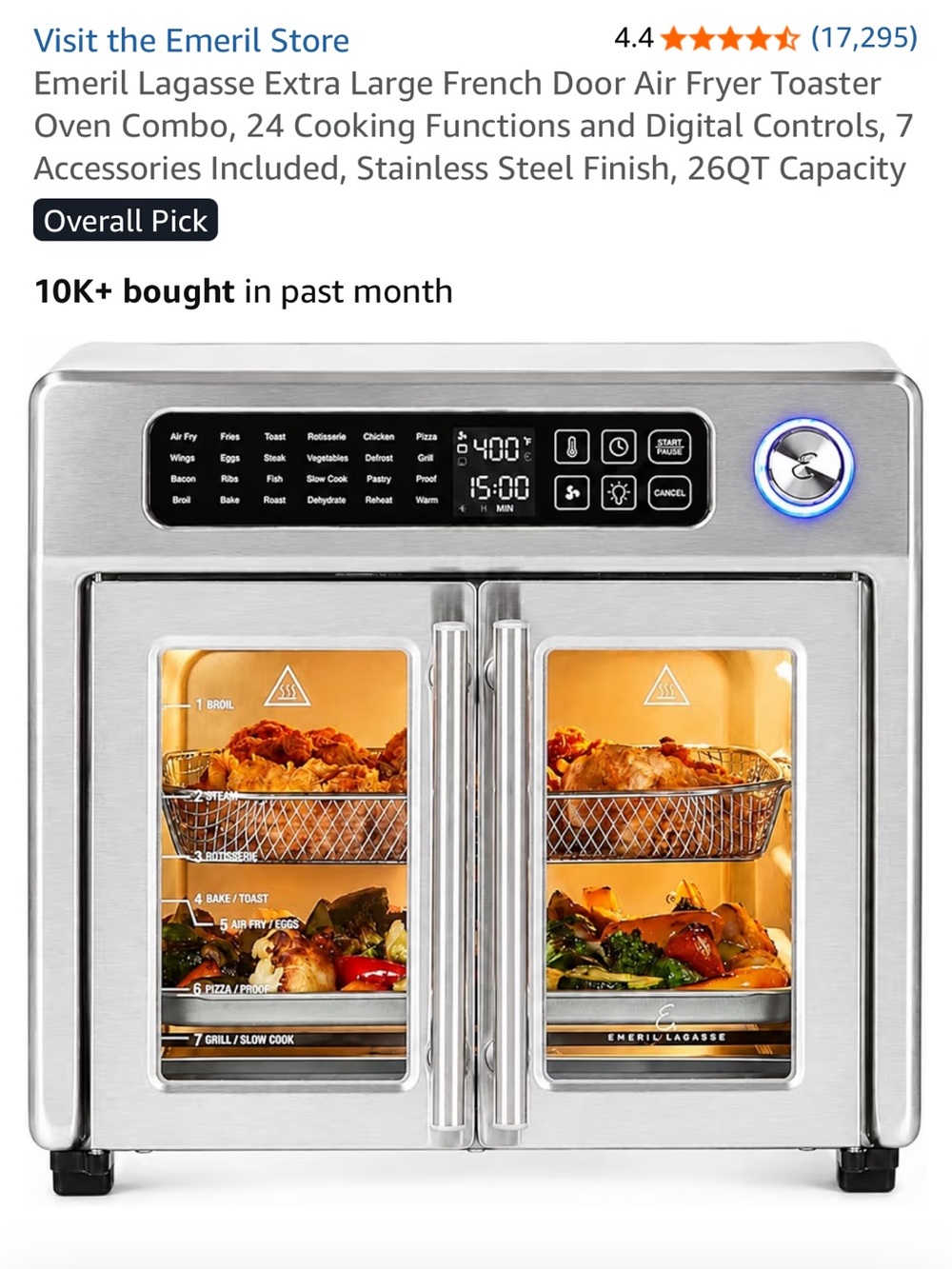 Emeril lagasse air fryer, toaster, oven